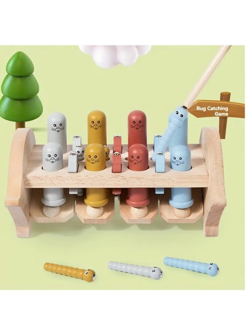 YelaJoy Montessori Wooden Playset For Kids - 3-In-1 Percussion & Magnetic Fishing Game, Educational Focus Training Toy, Ideal Gift For Boys & Girls Ages 3-6 On Birthdays - Image 2